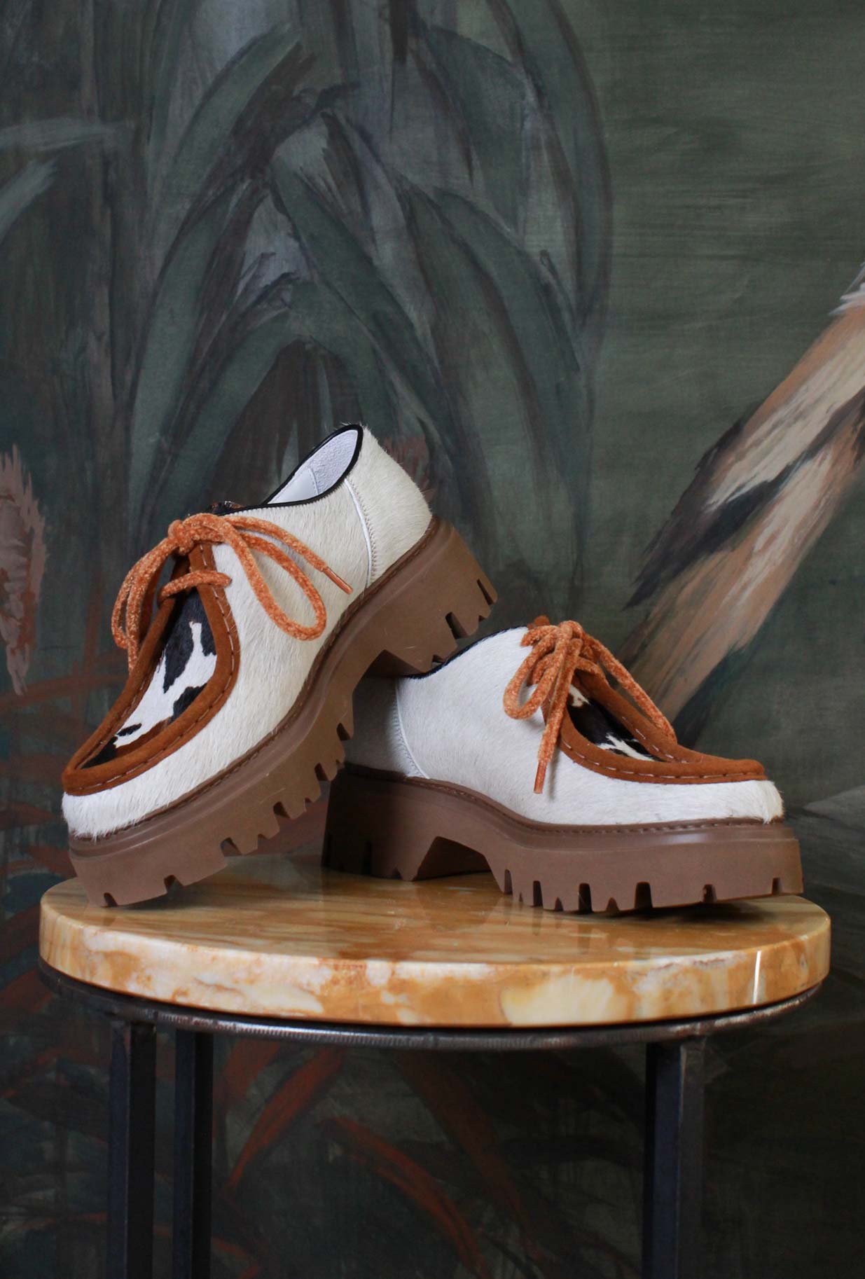 Scarpa Stringata Ingegnere Dora della Maze di colore White Cow da Donna