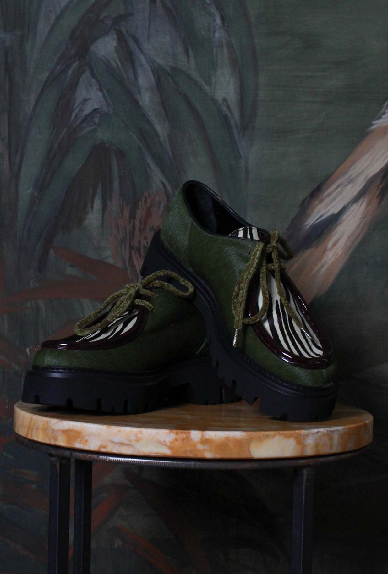 Scarpa Stringata Ingegnere Dora della Maze di colore Zebra Olive da Donna