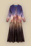 Abito Diamo di Mes Demoiselles Paris realizzato in pregiata seta lurex nell’inedita stampa Dance In The Moonlight Violet da Donna