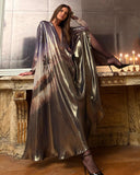 Abito Diamo di Mes Demoiselles Paris realizzato in pregiata seta lurex nell’inedita stampa Dance In The Moonlight Violet da Donna