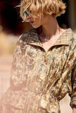 Bomber Gala firmato Mes Demoiselles Paris realizzato in chiffon di viscosa nella luminosa fantasia Golden Garden da Donna