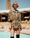 Bomber Gala firmato Mes Demoiselles Paris realizzato in chiffon di viscosa nella luminosa fantasia Golden Garden da Donna