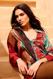 Plis Over-Shirt di Mes Demoiselles Paris realizzata in morbida e leggera seta nel vivace motivo Psychedelic Sunrise da Donna
