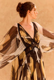 Abito Pucha di Mes Demoiselles Paris, impreziosito dalla fantasia Jardin de la Pensée d'ispirazione 70's glam da Donna