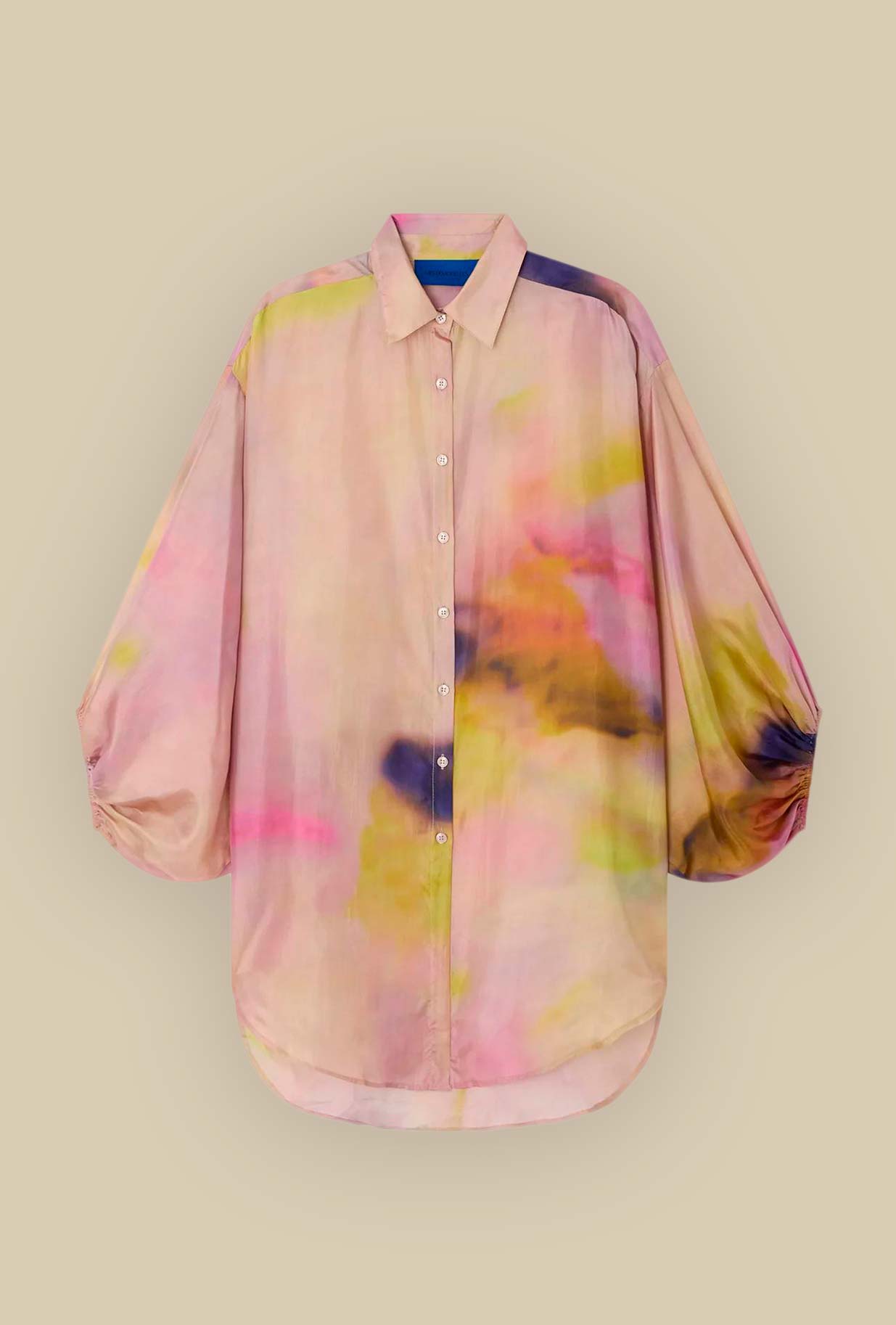 Over-Shirt Reini firmata Mes Demoiselles Paris realizzata in pregiata seta habotai esaltata dalla delicata stampa Rainbow da Donna