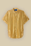 Over-Shirt Shiny firmata Mes Demoiselles Paris realizzata in viscosa leggera nella luminosa tonalità Gold Khaki da Donna