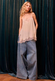 Lace Top Barry di Mes Demoiselles Paris realizzato in pregiata seta nella delicata nuance Nude da Donna
