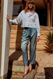 Fluid Jeans Imina in viscosa di raso di Mes Demoiselles in denim trompe-l’œil da Donna