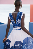 Abito Lungo Caspienne Butterfly-Blue