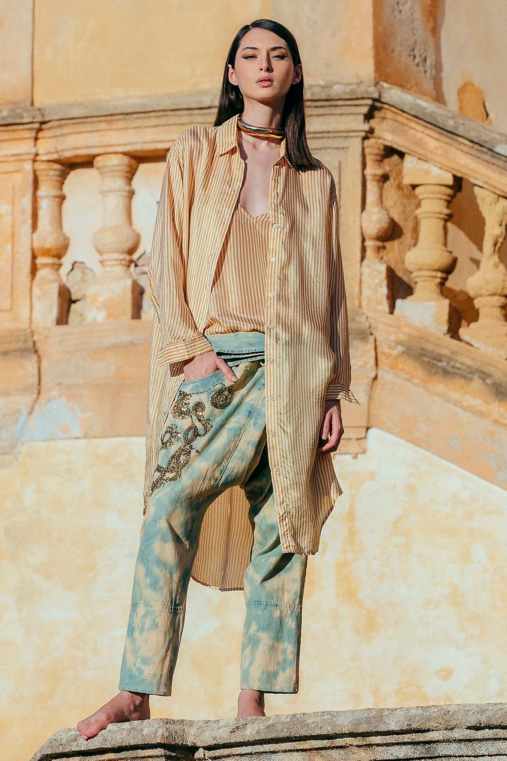 Abito over-shirt Hiva in seta di mes demoiselles paris ss24 donna