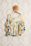 Blusa in seta con balze di mes demoiselles paris donna pe24 tie-die ocra