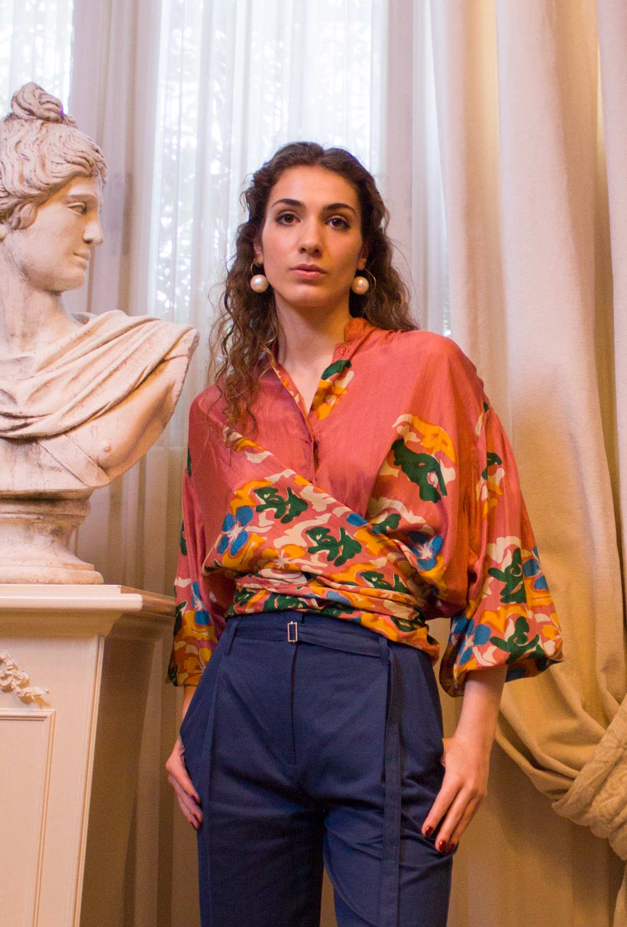 Mes Demoiselles Paris Dnna Camicia in seta Wappa Flower Bloom