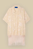 Poncho Shirt Franny firmato Mes Demoiselles Paris. Realizzato in viscosa ricamata tono su tono nella delicata tonalità écru