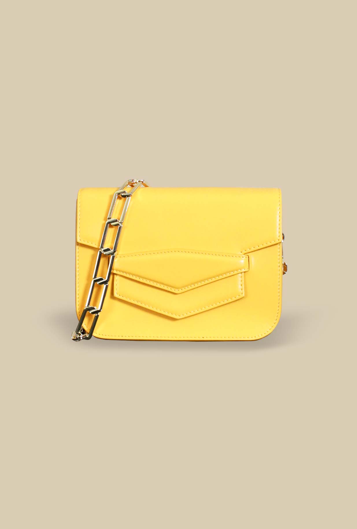 mini bag da donna della maison ndb con catena oro color ananas
