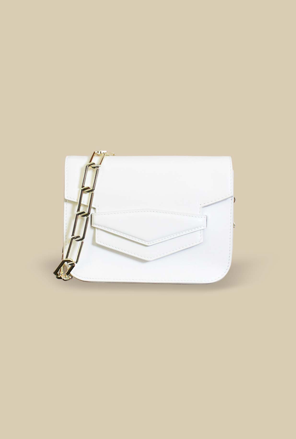 mini bag da donna con chain gold della maison ndb 968 color latte