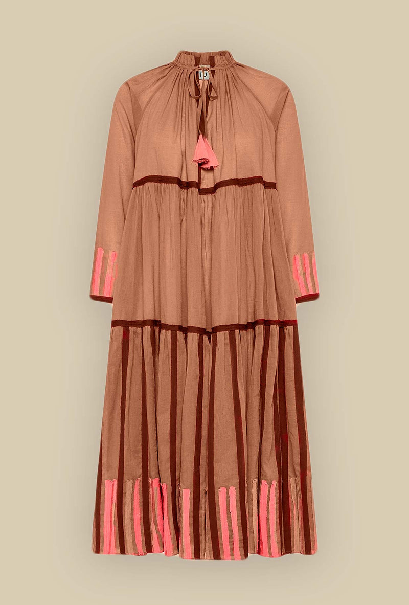 Gipsy Wide Dress firmato Niù Realizzato in pregiato voile di cotone nella calda tonalità Rumah da Donna