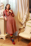 Abito Chemisier della maison Niù Fashion color papika tweed anni 70s