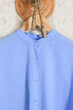 camicia di niù da donna modello over coreana in mussola di cotone indigo
