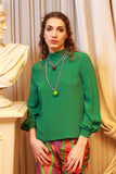 Blusa da donna in seta acetato di niù fashion color muna green
