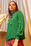 Blusa da donna in seta acetato di niù fashion color muna green