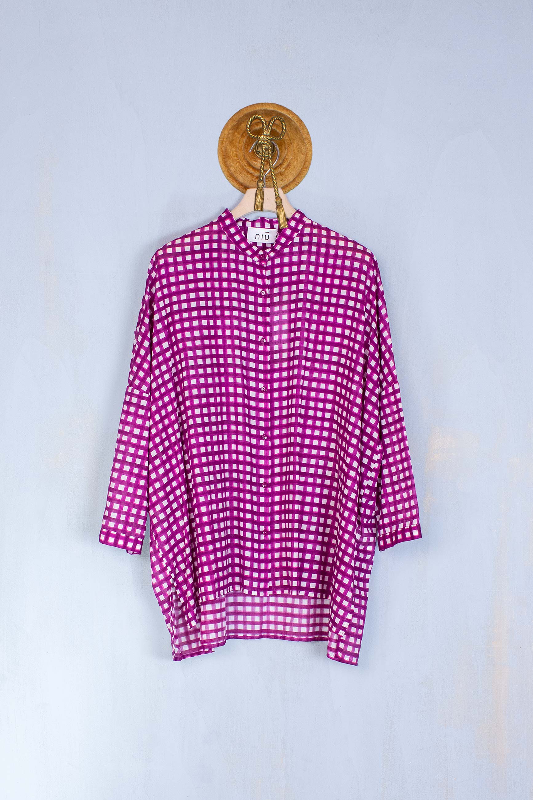 Camicia Coreana Over Vichy Ninfea