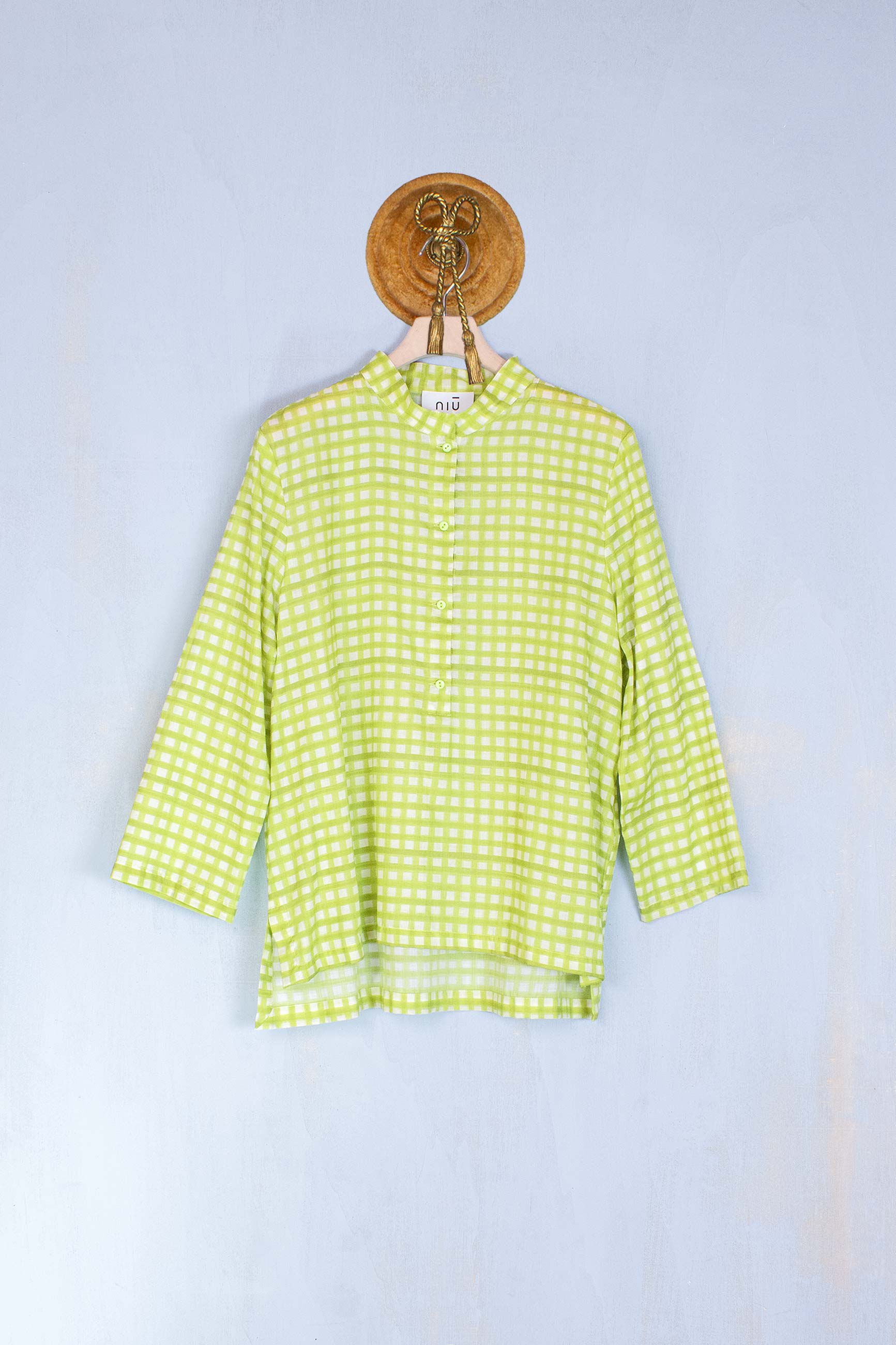 Camicia Coreana Vichy Lime