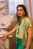 Niu Fashion Donna Blusa in Seta Stampa Weaving Bergamotto