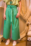 Niu Fashion Donna Pantalone Bow Vita alta con fusciacca in tono color Emerald