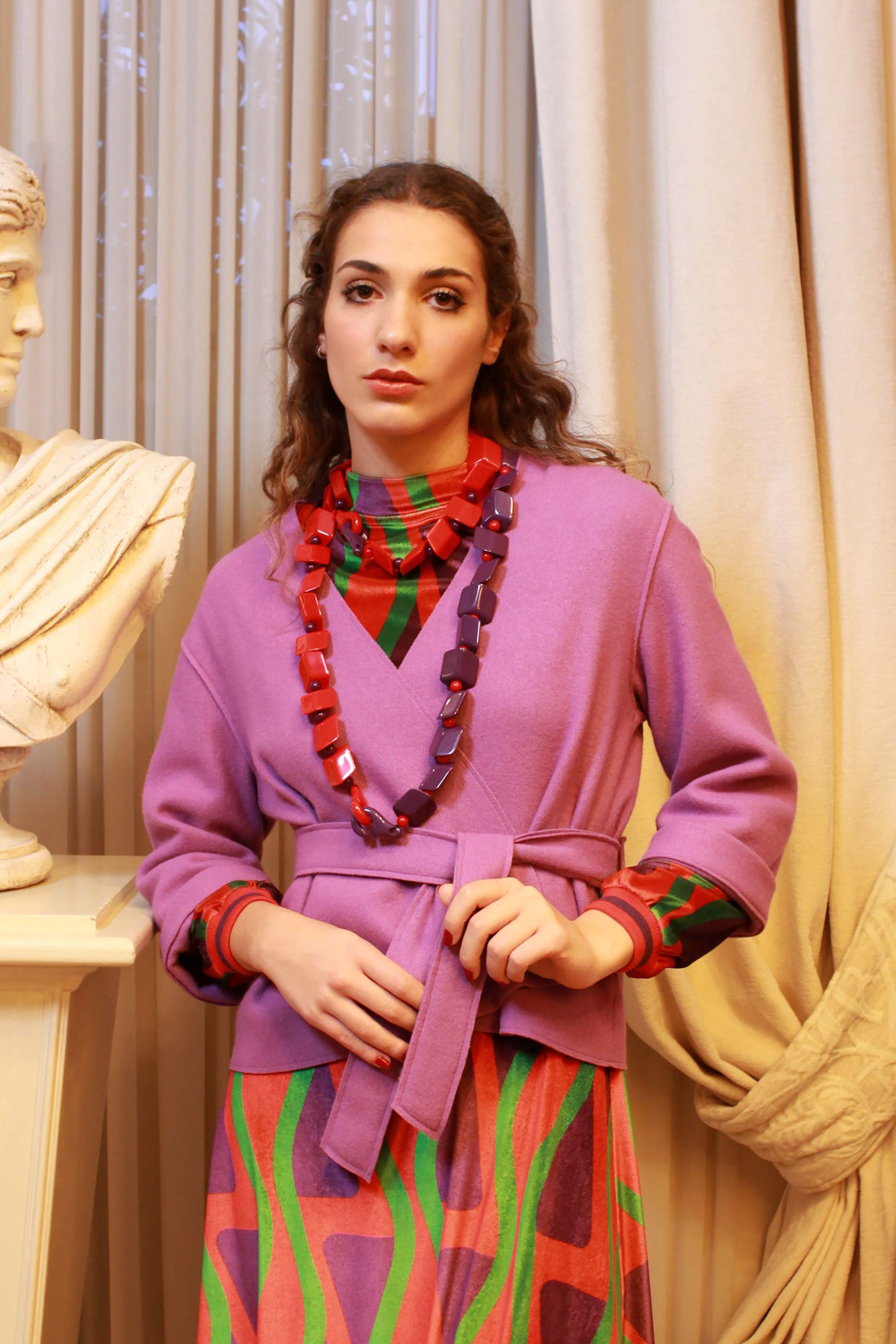 Giacca kimono di niù fashion in lana color violet