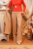 Pantalone a campana in lana della maison niù fashion color beige paja