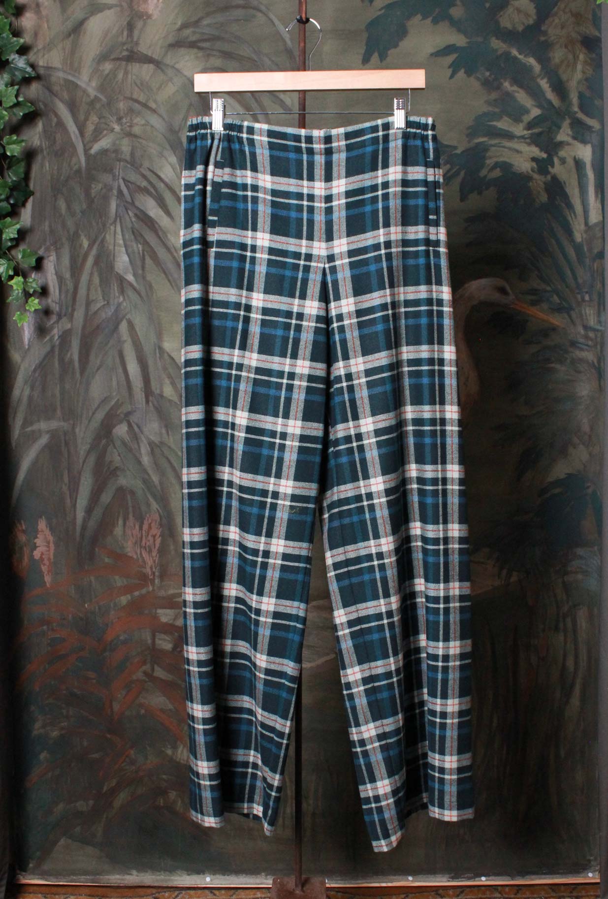 Pantalone Bojan della Maison Niù di Lana color Tartan Matcha Green da Donna