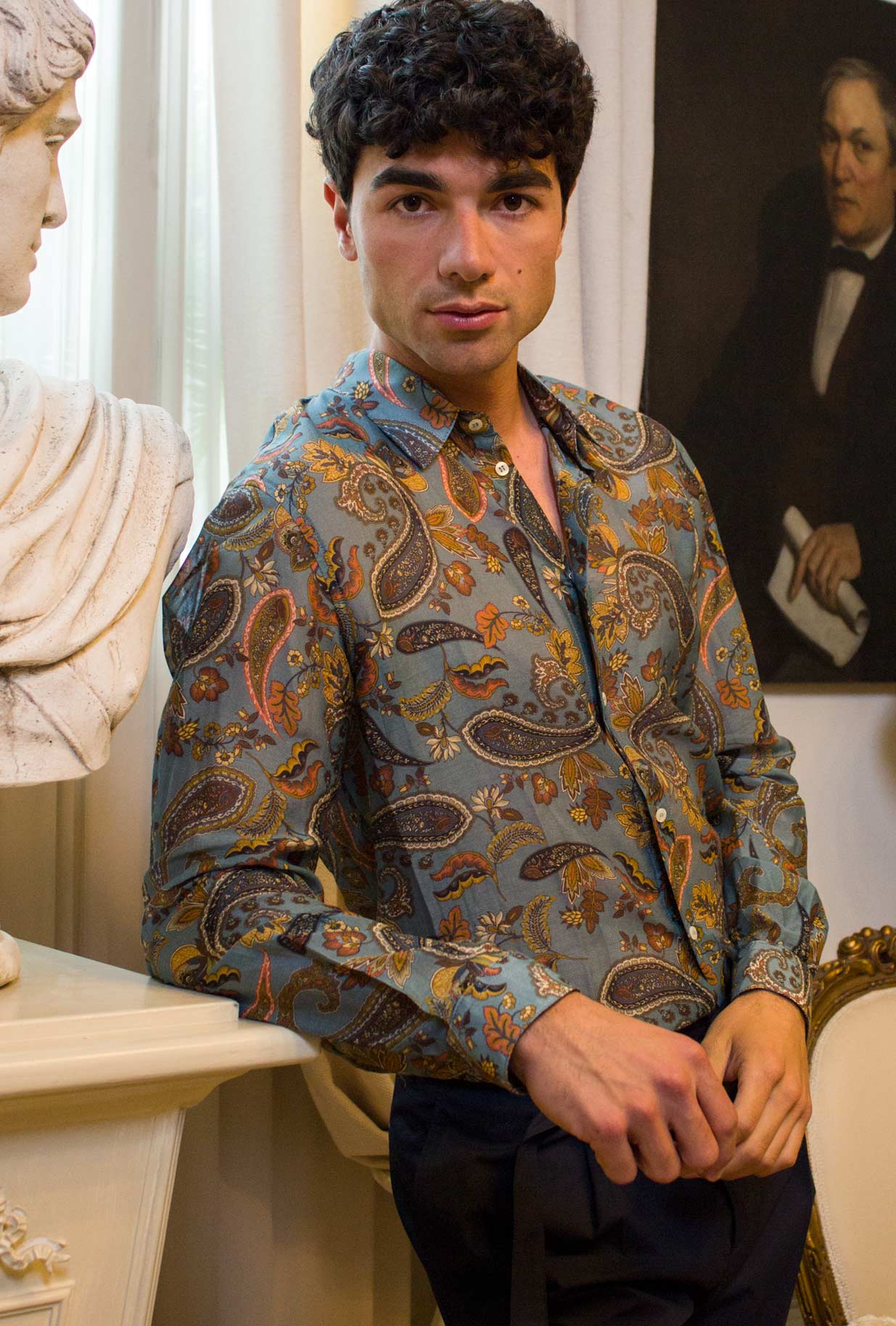 Officina 36 Uomo Camicia Marcel Paisley Sky
