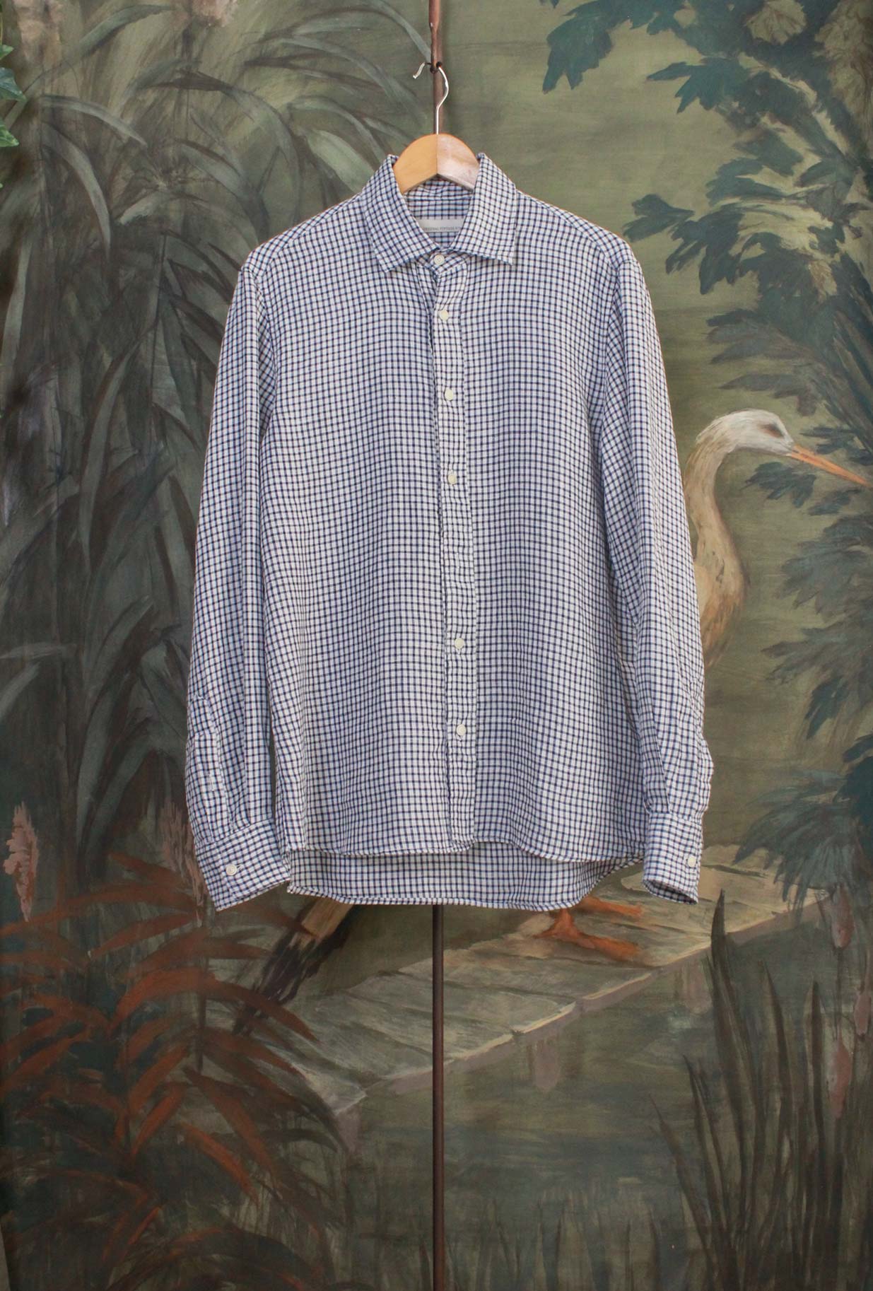Camicia Clancy di Original Vintage Style realizzata in pregiato lino nell’intramontabile nuance White-blue  da Uomo