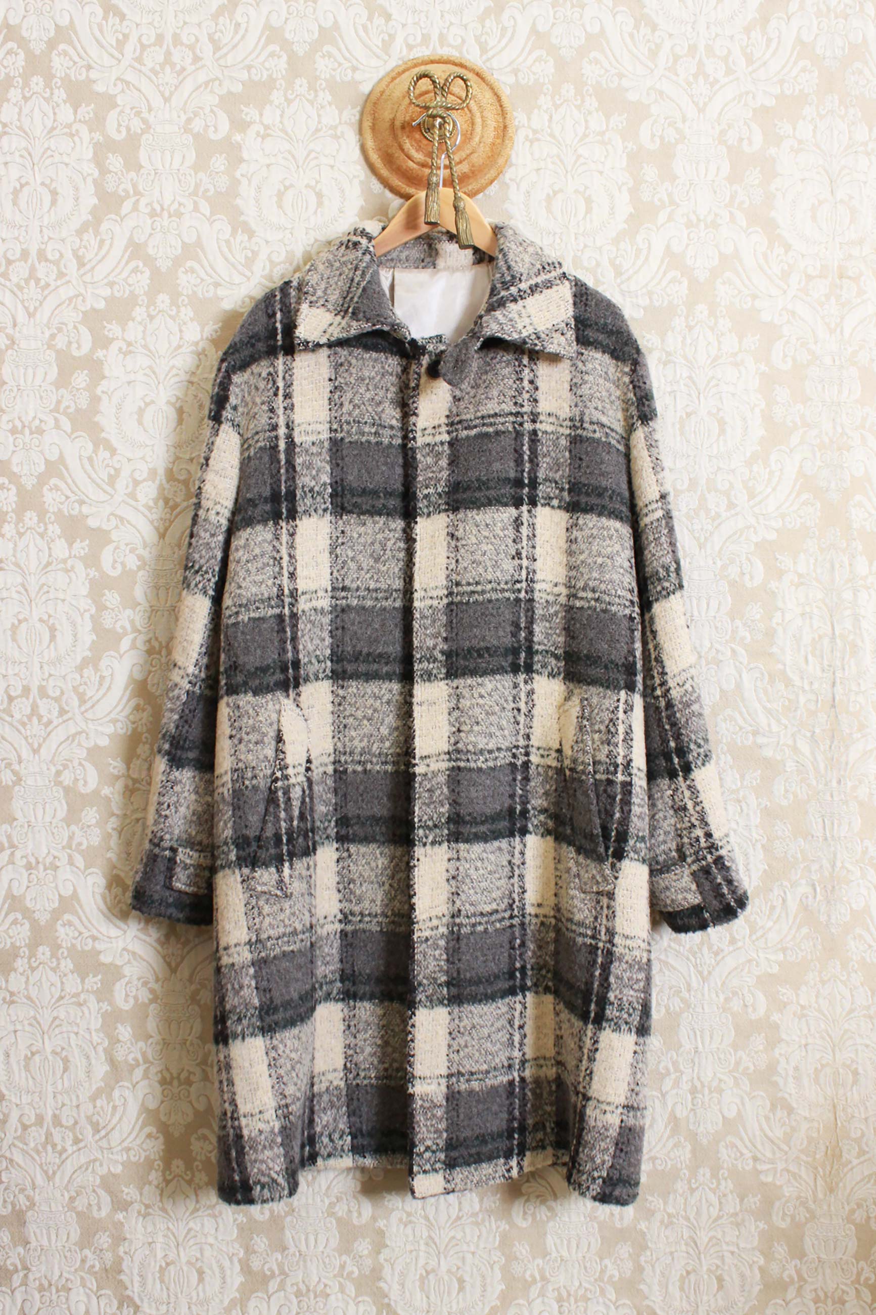 Cappotto over in check color ecru della maison original vintage per la collezione uomo fw23