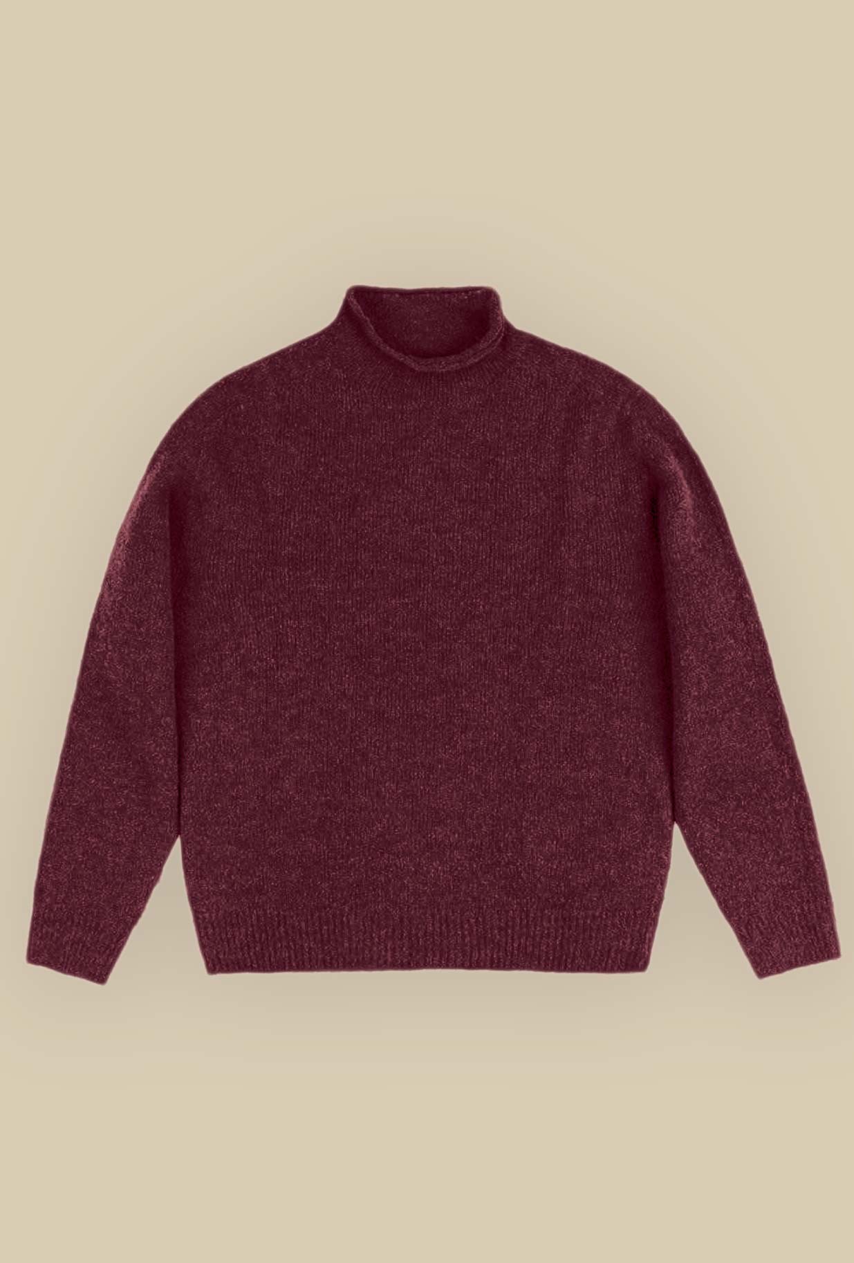 Maglione Digger firmato Original Vintage Style realizzato in pregiata Soft Wool nella profonda tonalità Bordeaux da Uomo