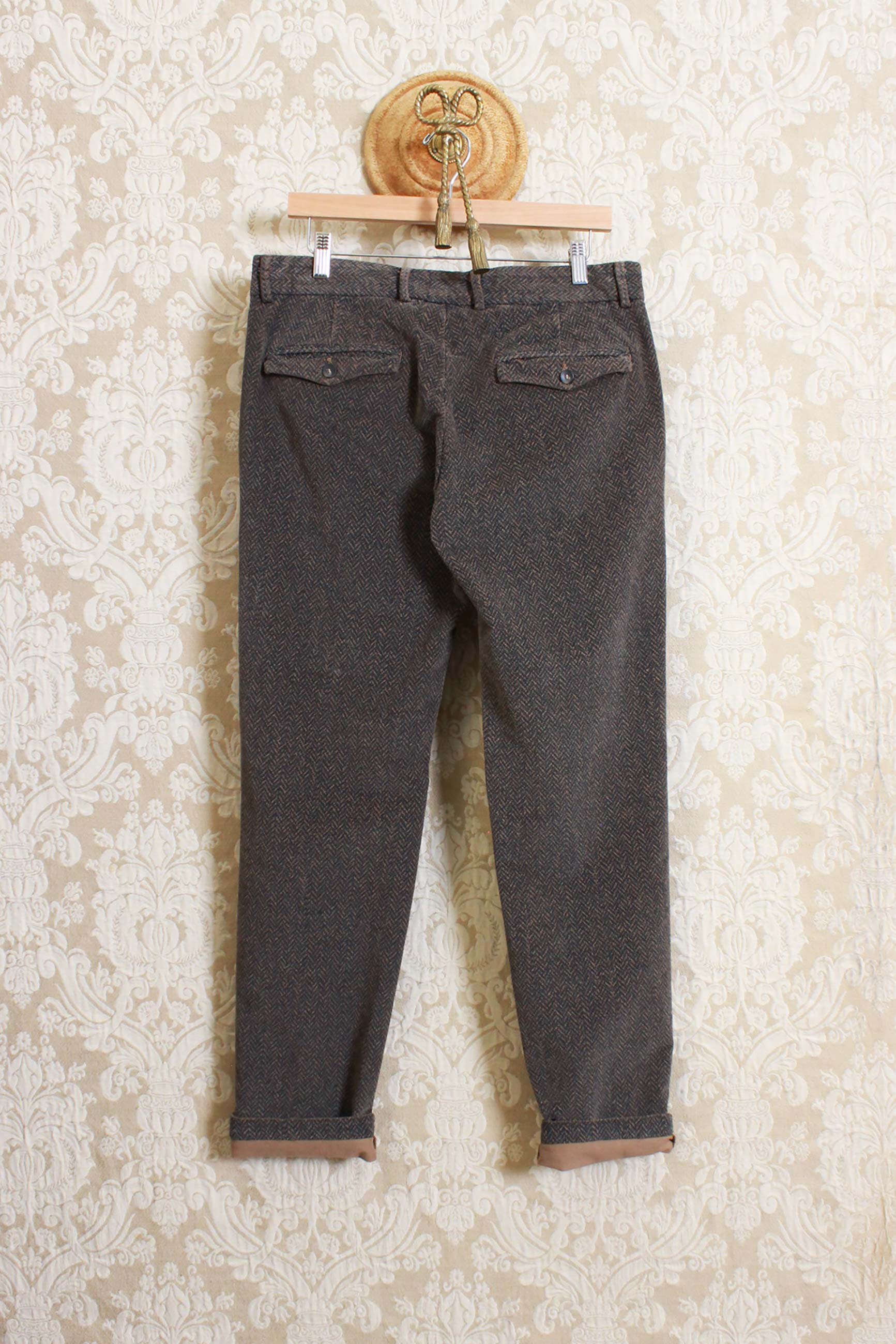 Pantalone Flin di Original Vintage in velluto herringbone color caramello