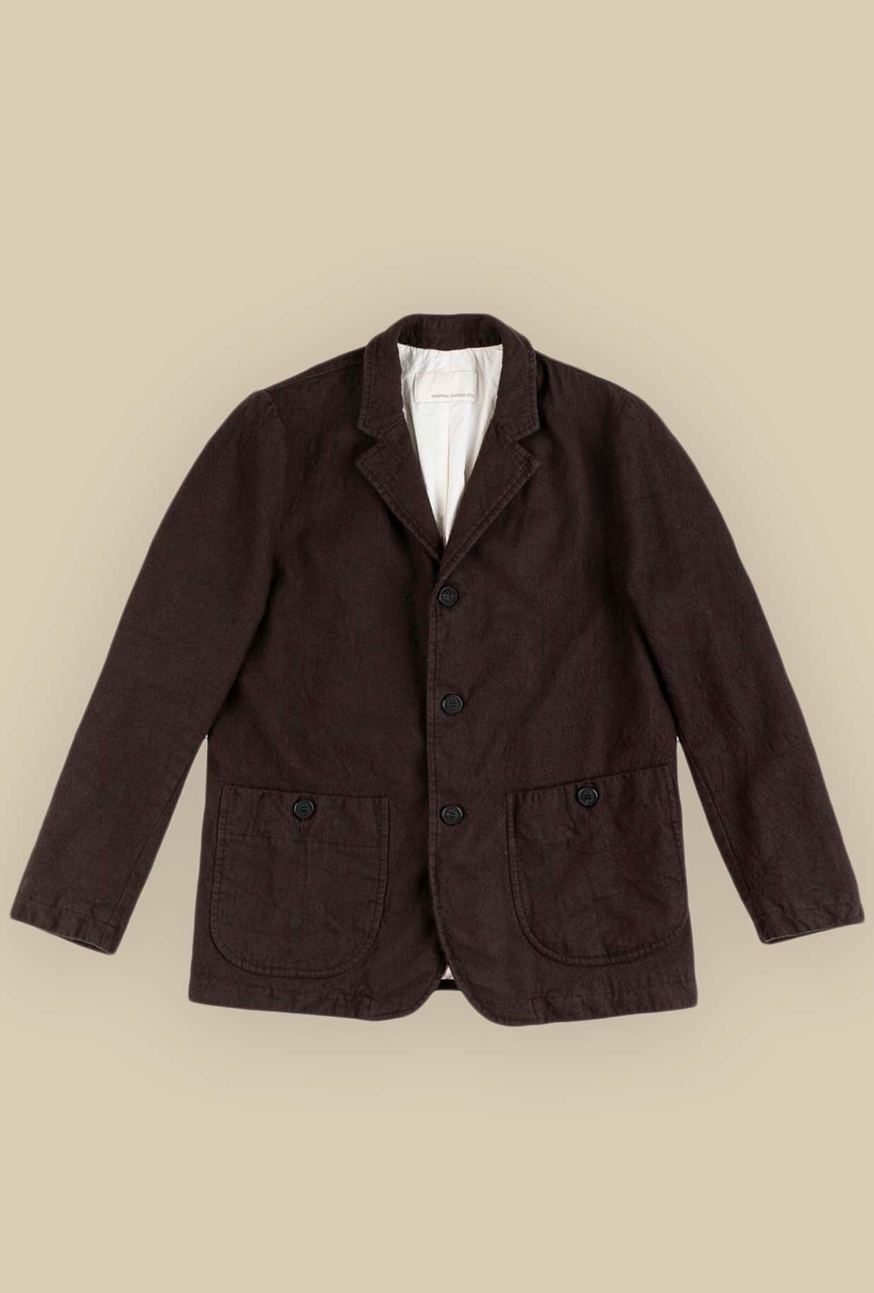 Work Jacket Romeo Moka firmata Original Vintage Style realizzata in un pregiato blend di lana vergine e di lino nella sofisticata tonalità Moka da Uomo