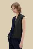 Cardigan Smanicato Bicolor di Phisique du Role realizzato in un soffice filato Air Cashmere nella profonda tonalità Dark Green da Donna