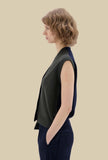 Cardigan Smanicato Bicolor di Phisique du Role realizzato in un soffice filato Air Cashmere nella profonda tonalità Dark Green da Donna