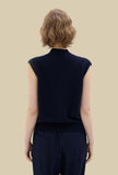 Cardigan Smanicato Bicolor di Phisique du Role realizzato in un soffice filato Air Cashmere nella profonda tonalità Dark Green da Donna