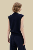 Cardigan Smanicato Bicolor di Phisique du Role realizzato in un soffice filato Air Cashmere nella profonda tonalità Dark Green da Donna