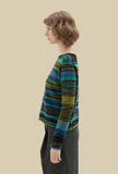 Maglia Boxy di Phisique du Role realizzata in pregiato filato di alpaca con motivo a righe nell’inedita tonalità Green da Donna