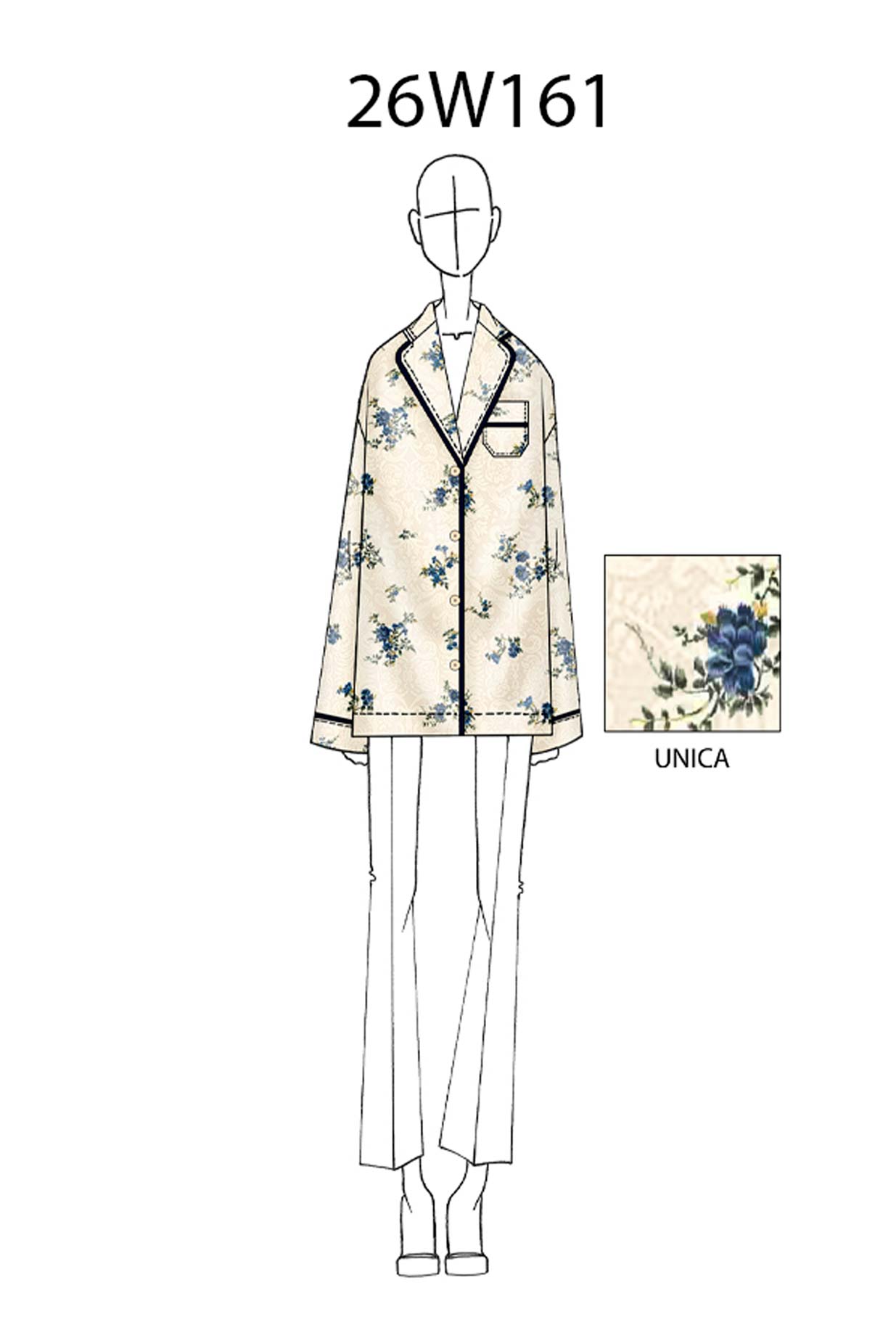 Camicia Pajama di Phisique Du Role realizzata in prezioso jacquard nel delicato motivo floreale Sky Bouquet