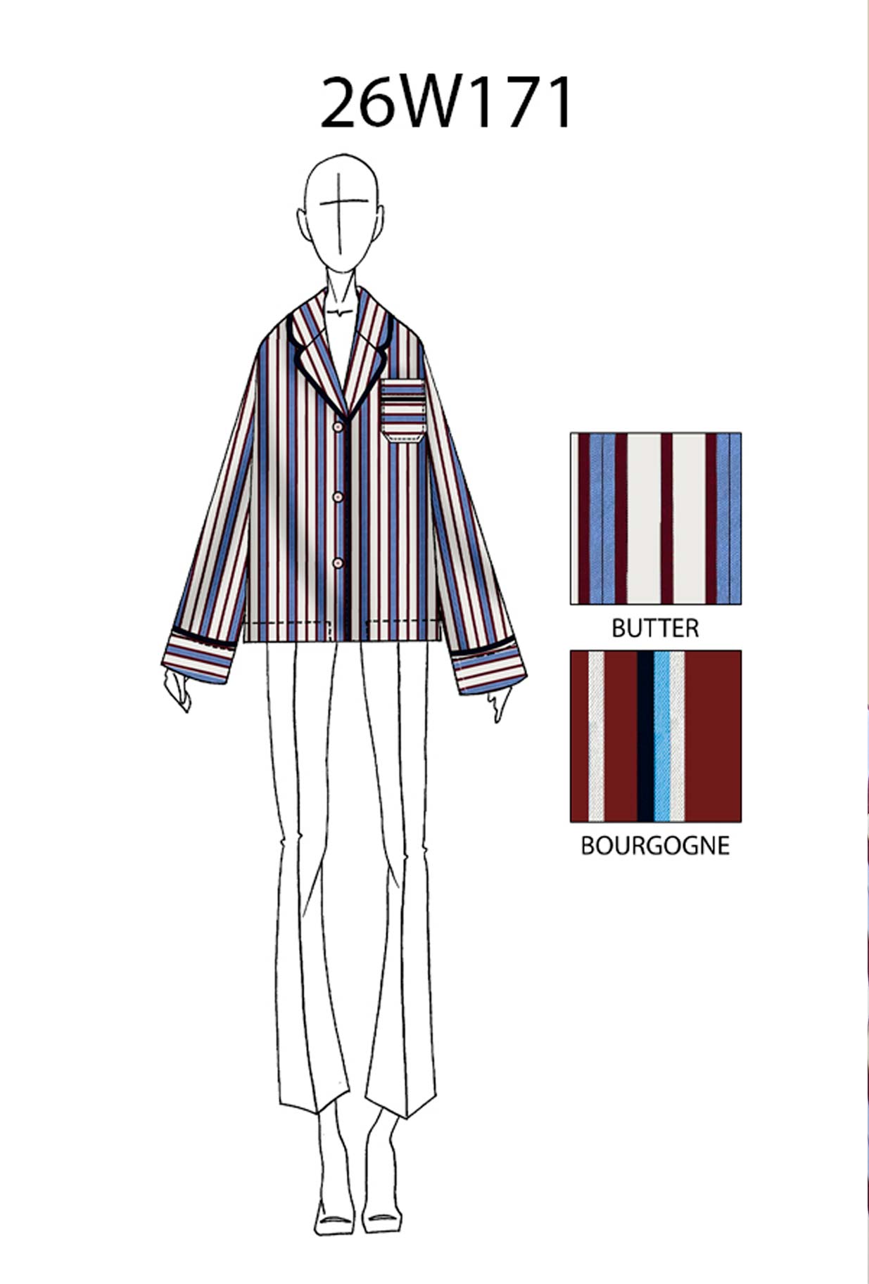Camicia Pajama di Phisique Du Role realizzata nella raffinata fantasia Regimental Striped nella delicata nuance Avorio