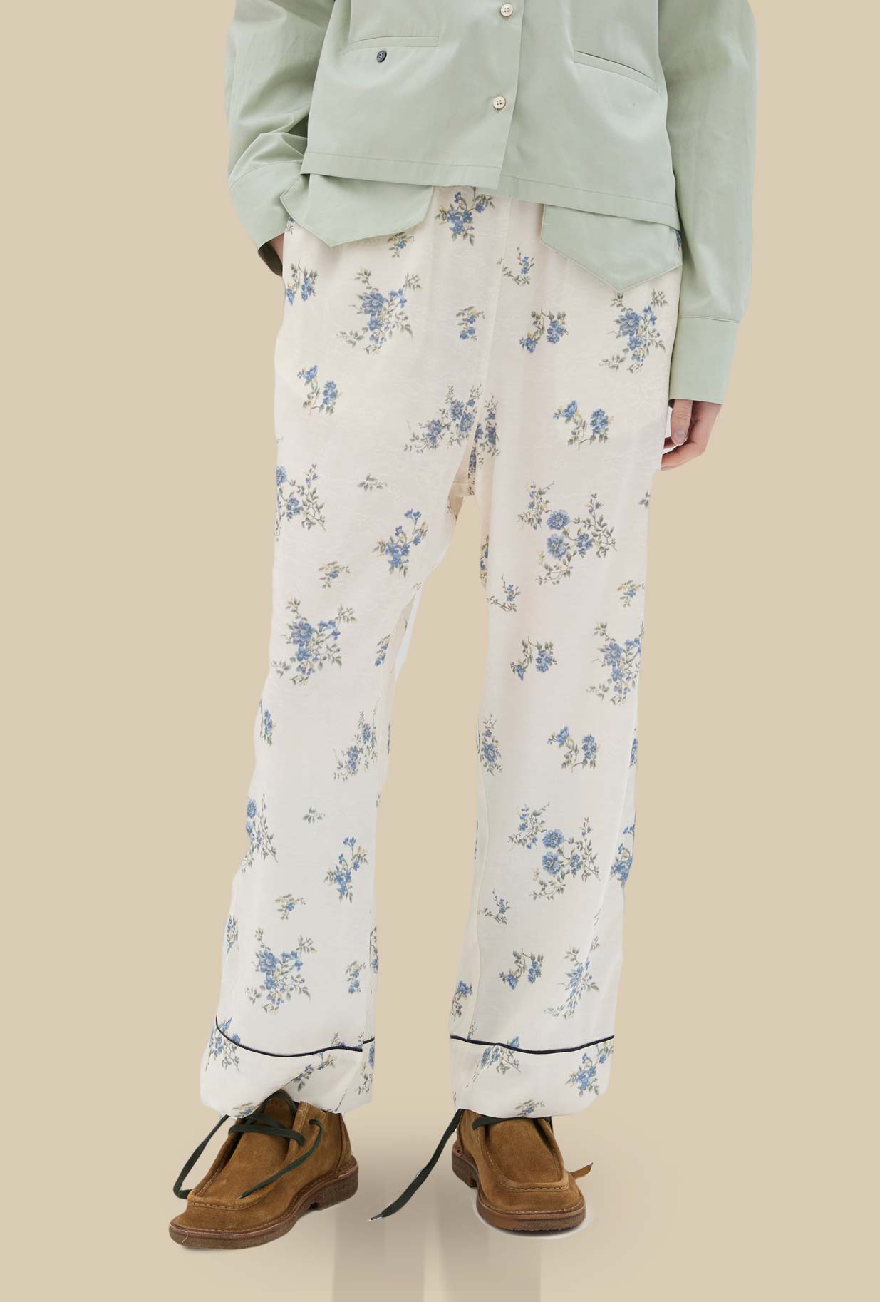 Pantalone Pajama di Phisique Du Role realizzato in prezioso jacquard con floreale Sky Bouquet