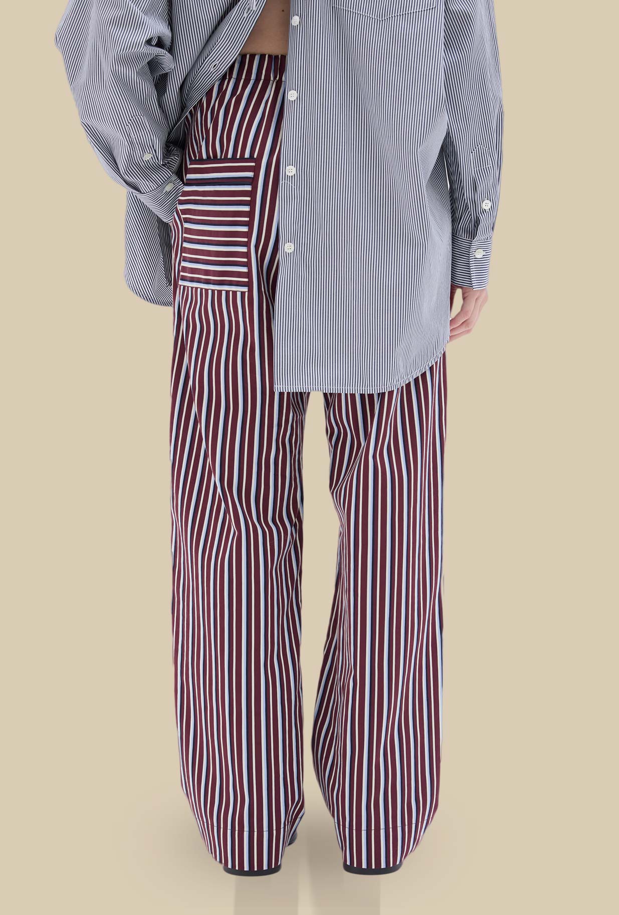 Pantalone Pajama Striped Regimental Bourgogne