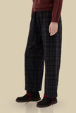 Panta-palazzo/Pantalone Venezia di Phisique du Role realizzato in pregiato blend di lana e cotone nell’intramontabile fantasia Check da Donna