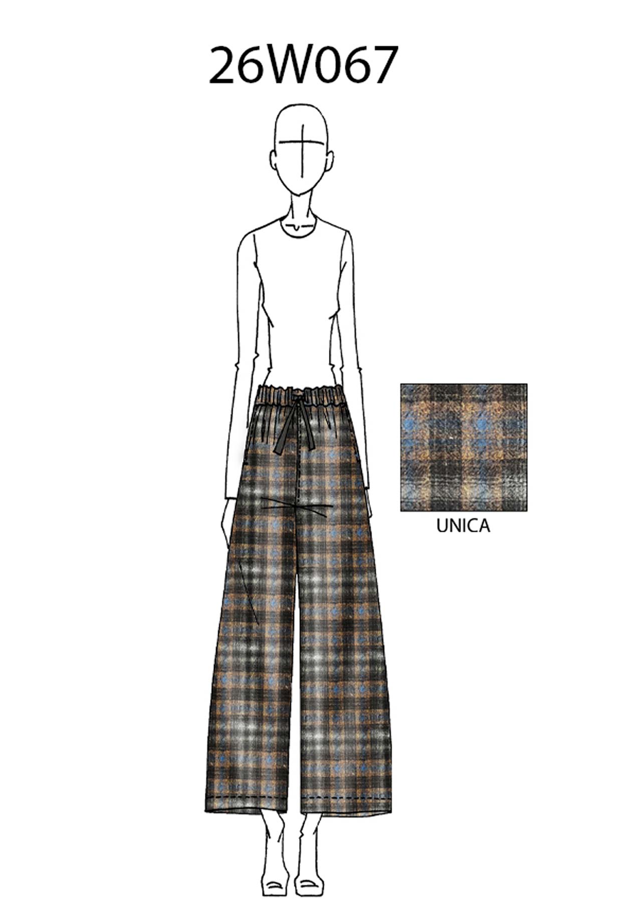 Panta-palazzo/Pantalone Venezia di Phisique du Role realizzato in pregiato blend di lana e cotone nell’intramontabile fantasia Check da Donna