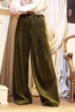 Pantalone a palazzo in velluto color verde oliva della maison Phisique du Role by Erika Cavallin
