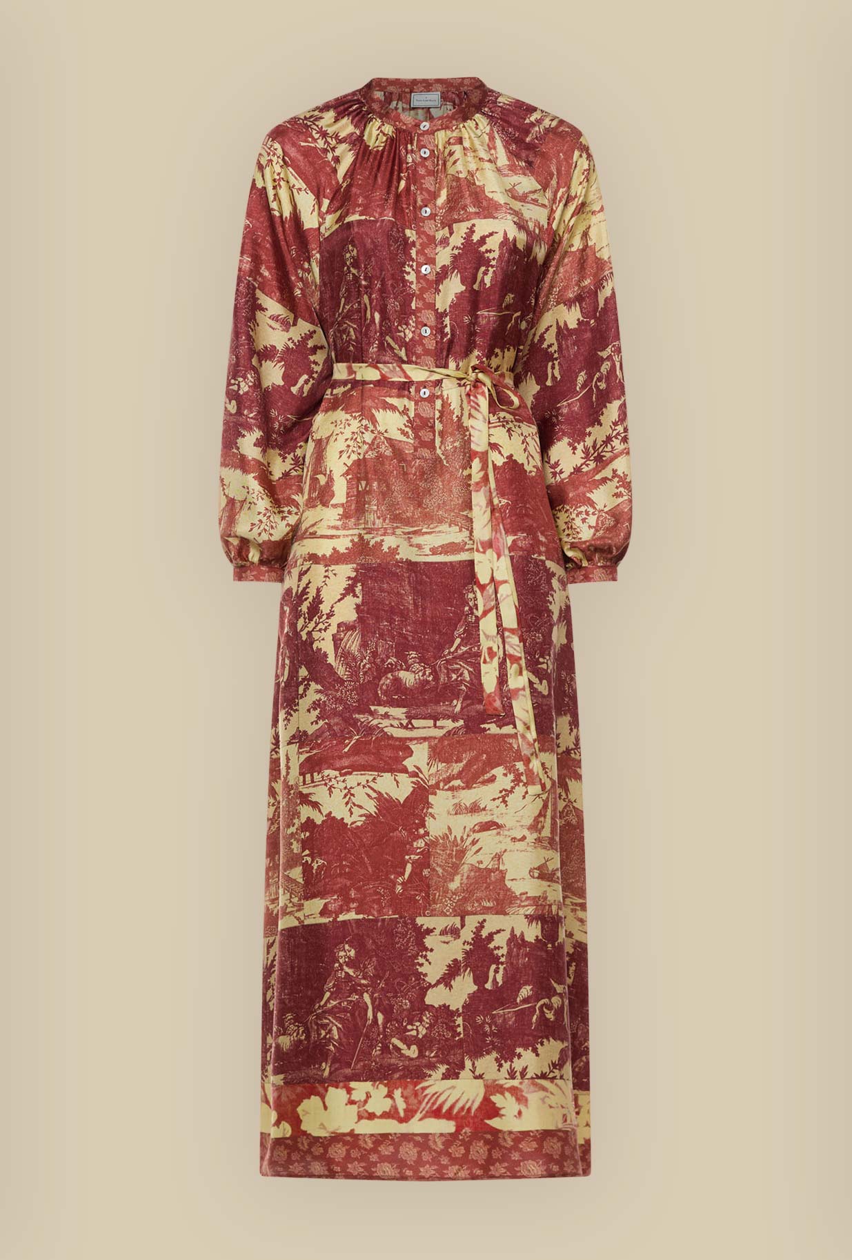 Abito Lungo in Seta Toile De Jouy Coral